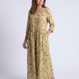 Alice — Floral-Print Maxi Dress with a V-Neckline and Three-Quarter Sleeves