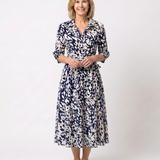 India — Long-Sleeve Midi Dress with a Belt