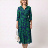 India — Long-Sleeve Midi Dress with a Belt