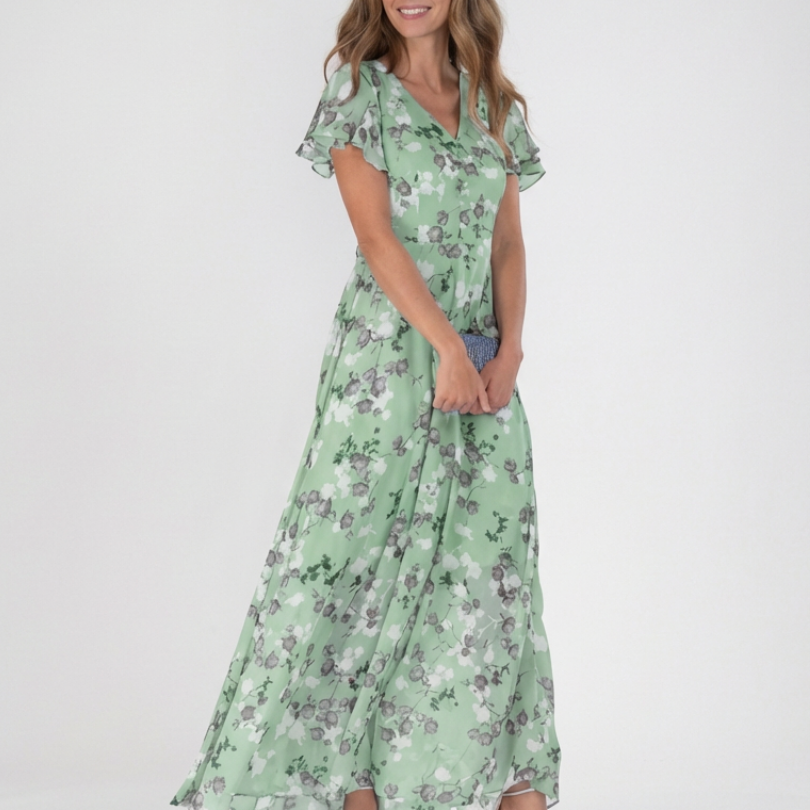 Agatha — Floral Chiffon Maxi Dress