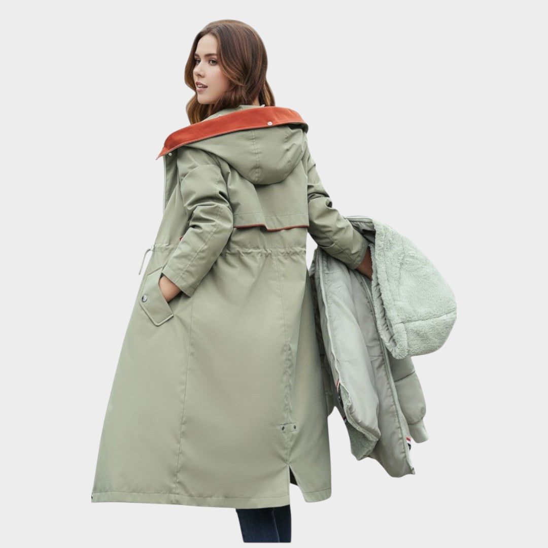 Maria — Faux Fur-Trim Hooded Coat