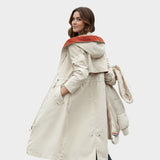 Maria — Faux Fur-Trim Hooded Coat