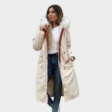 Maria — Faux Fur-Trim Hooded Coat