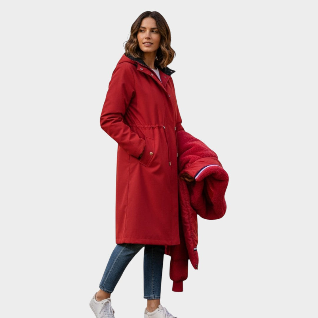Maria — Faux Fur-Trim Hooded Coat