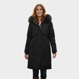 Maria — Faux Fur-Trim Hooded Coat