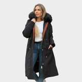 Maria — Faux Fur-Trim Hooded Coat