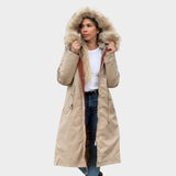 Maria — Faux Fur-Trim Hooded Coat