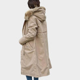 Maria — Faux Fur-Trim Hooded Coat