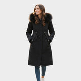 Maria — Faux Fur-Trim Hooded Coat
