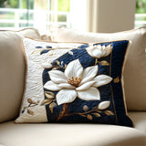 Midnight Magnolia quilted cushion cover