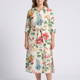 Astrid — Floral Midi Dress with Short Sleeves and Buttons