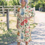 Astrid — Floral Midi Dress with Short Sleeves and Buttons