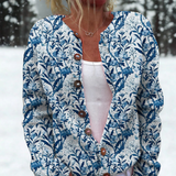 Mary | Blue Botanical Print Cardigan
