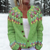 Yvonne | Green Folk Blossom Cardigan