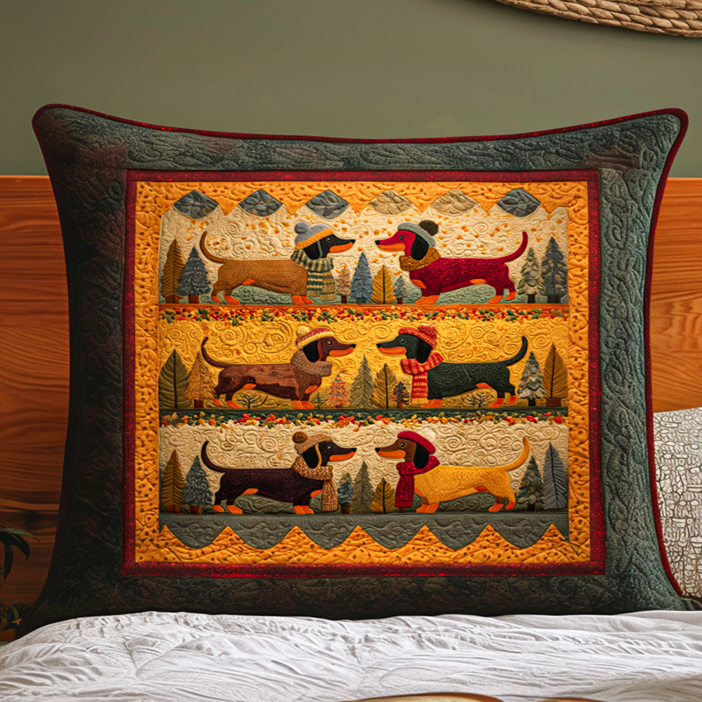 Rustic Dachshund quilted cushion cover