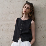 Piper — Asymmetric Linen Crop Top
