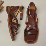 Talia — Cross-Strap Leather Sandals