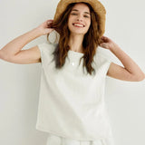 Sage — Linen Top with Floral Sleeves