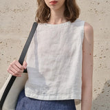 Piper — Asymmetric Linen Crop Top