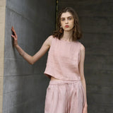 Piper — Asymmetric Linen Crop Top