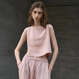 Piper — Asymmetric Linen Crop Top