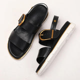 Aurelia — Gold-Buckle Leather Sandals