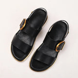Aurelia — Gold-Buckle Leather Sandals