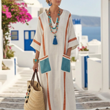 Dorothea — Maxi Dress with Mid-Length Sleeves and a V-Neckline
