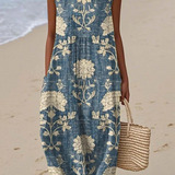 Daphne — Boho Midi Dress with a Painterly Print
