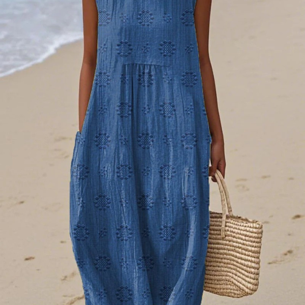 Cassandra — Boho Midi Dress with Embroidery