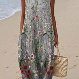 Clementine — Boho Midi Dress with a Painterly Print