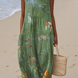 Cecily — Boho Midi Dress with a Nature-Inspired Motif