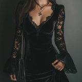 Ophelia — Luna Velvet and Lace Mini Dress