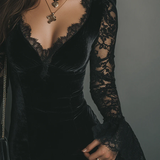 Ophelia — Luna Velvet and Lace Mini Dress