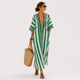 Zoé — Green Striped Kaftan