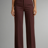 Adarene - Wine Red High-Waist Straight Leg Trousers