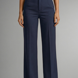 Adarene - Dark Blue High-Waist Straight Leg Trousers