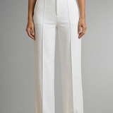 Adarene - White High-Waist Straight Leg Trousers