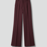 Adarene - Wine Red High-Waist Straight Leg Trousers