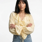Liora — Ruffle Satin Blouse