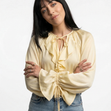 Liora — Ruffle Satin Blouse