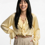 Liora — Ruffle Satin Blouse