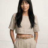 Reeve — Boxy Linen Crop Top