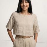Reeve — Boxy Linen Crop Top