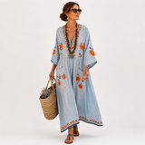 Marina — Blue Embroidered Kaftan
