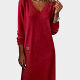 Claire — Soft V-Neck Midi Dress