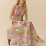 Flora — Floral Maxi Halter-Neck Beach Dress