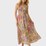 Flora — Floral Maxi Halter-Neck Beach Dress