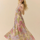 Flora — Floral Maxi Halter-Neck Beach Dress