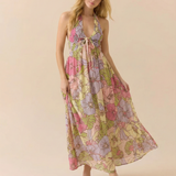 Flora — Floral Maxi Halter-Neck Beach Dress